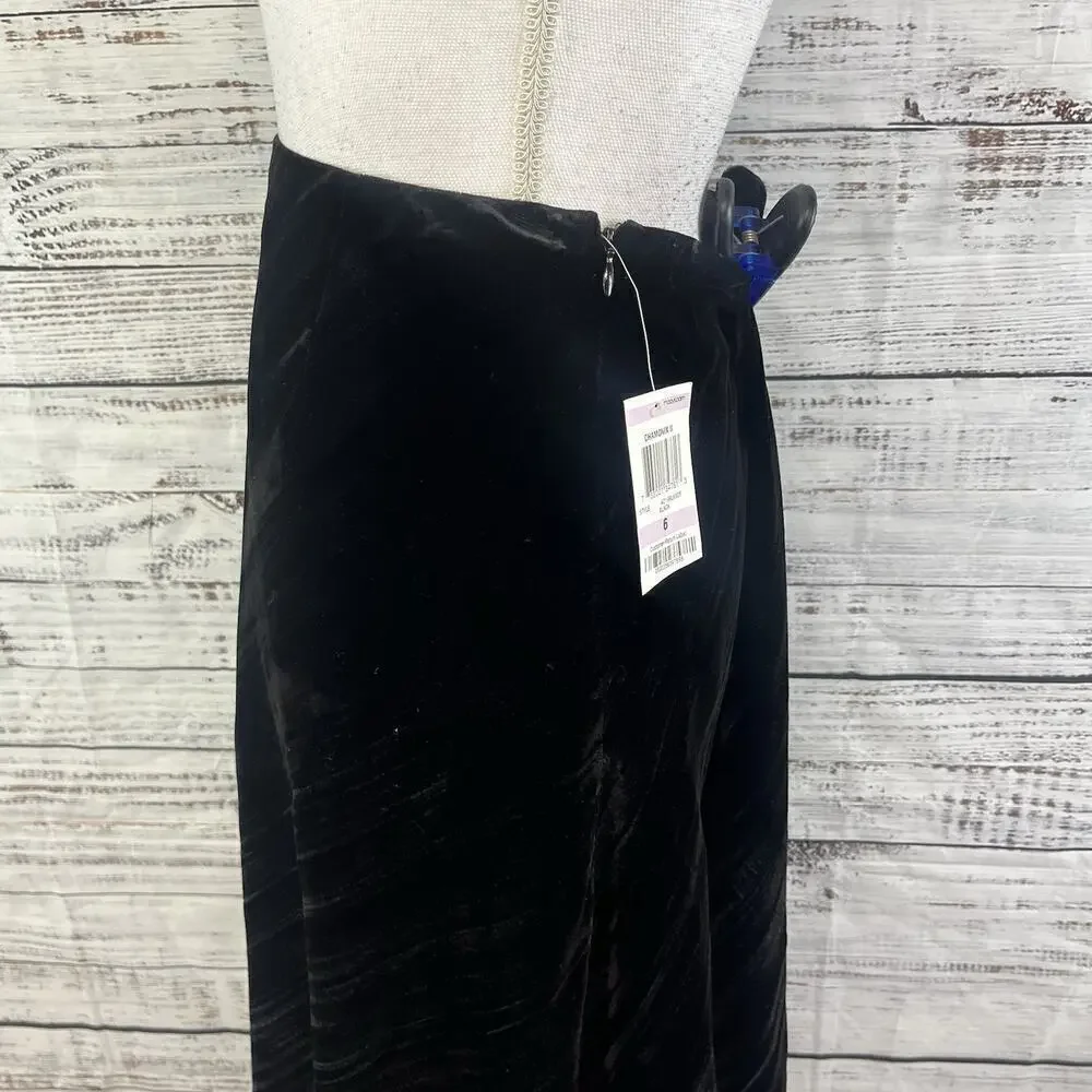 Style & Co Skirt size 6 Black Velveteen Bias Knee A Line Modest Party Cocktail